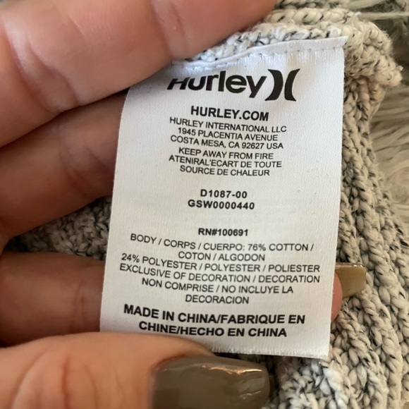 Heather grey high/low knit Hurley sweater size M - Picture 3 of 3